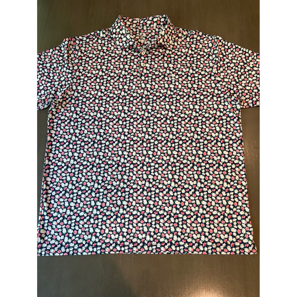 Rhoback Mens XXL Masters Azalea Floral Performance Short Sleeve Stretch Polo
